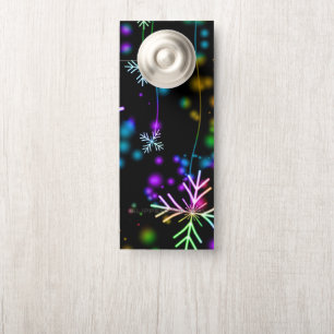 Christmas falling various neon colours snowflakes door hanger