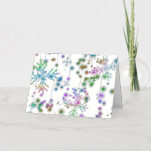 Christmas falling various neon colours snowflakes  foil holiday card