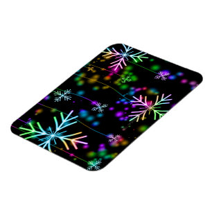 Christmas falling various neon colours snowflakes  magnet