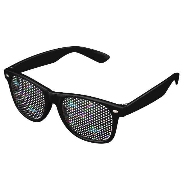Christmas falling various neon colours snowflakes  retro sunglasses (Angled)