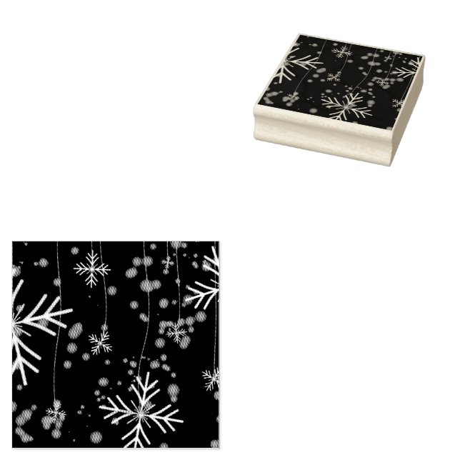 Christmas falling various neon colours snowflakes  rubber stamp (Stamped)