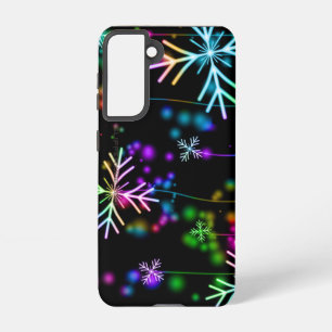 Christmas falling various neon colours snowflakes  samsung galaxy case