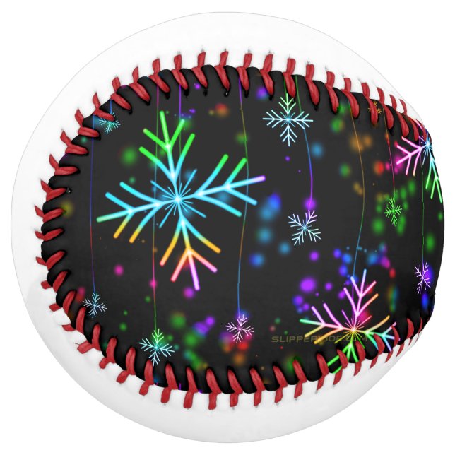 Christmas falling various neon colours snowflakes  softball (Front Left)
