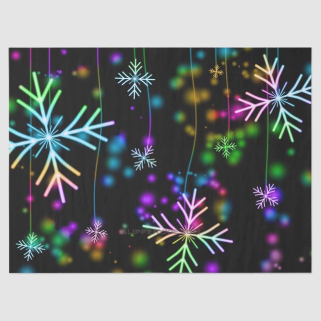 Christmas falling various neon colours snowflakes  tissue paper (Front)