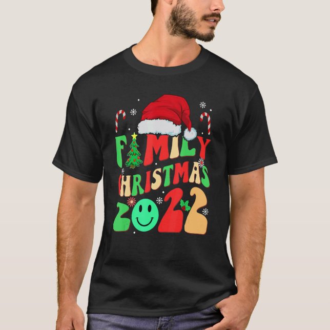 christmas family 2022 groovy Pajama matching Santa T-Shirt (Front)