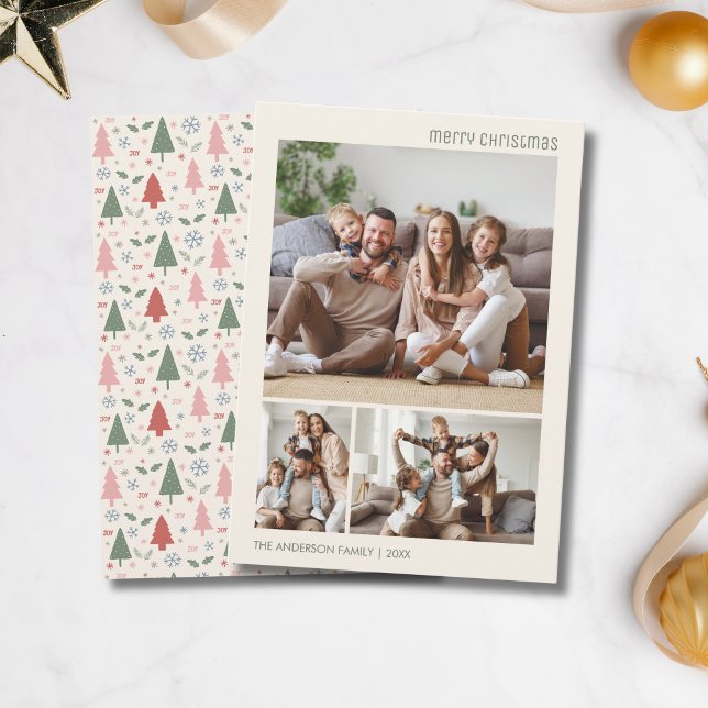 Christmas Family 3 Photo Collage Holiday Card (Christmas Family 3 Photo Collage Holiday Card)