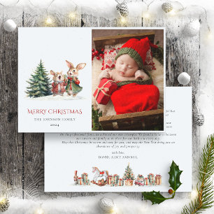 Christmas Family Annual Report Cute Funny Bunnies Holiday Card