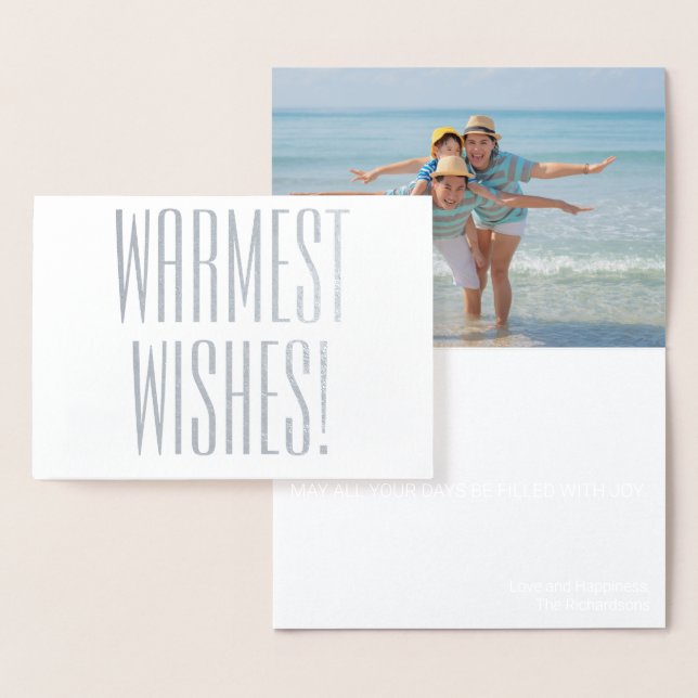 CHRISTMAS FAMILY BEACH PHOTO CARD SILVER FOIL (Display)