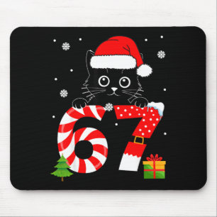 Christmas Family Black Cat 67 Six Seven Santa Men Mouse Pad