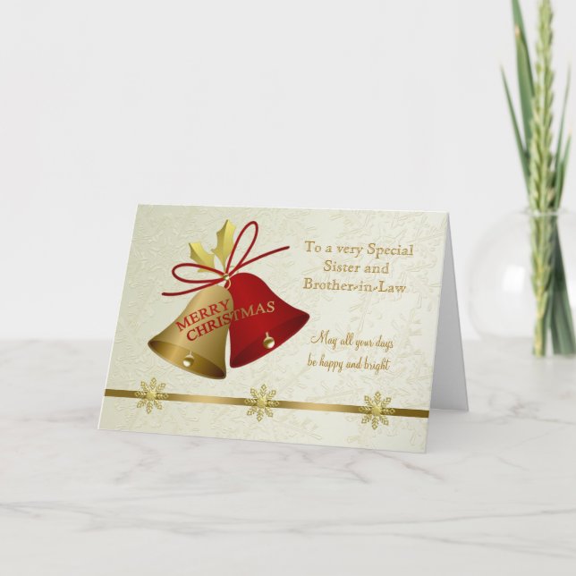 Christmas family Card with bells and snowflakes (Front)