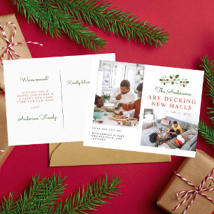 Christmas Family Decking New Halls Photo Moving Announcement Postcard