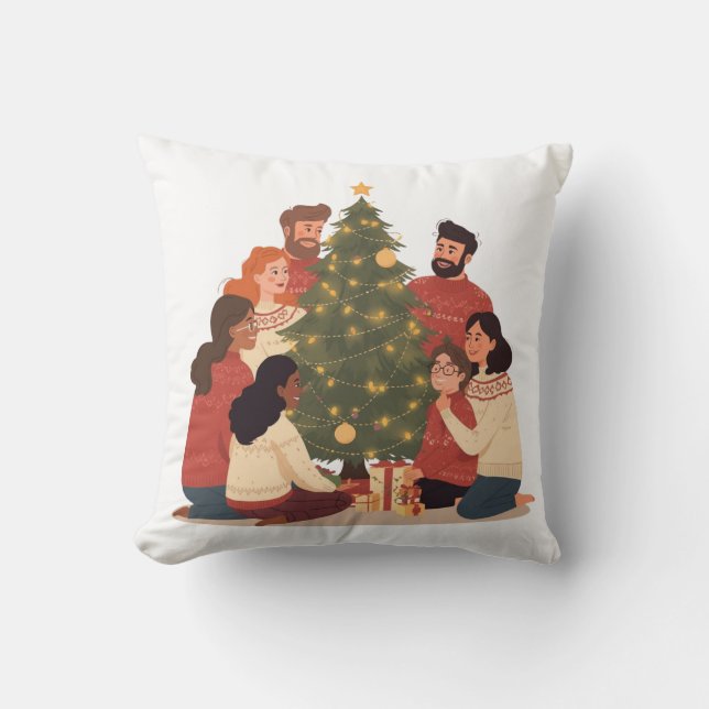 Christmas Family & Friends Cozy Holiday pillow (Front)