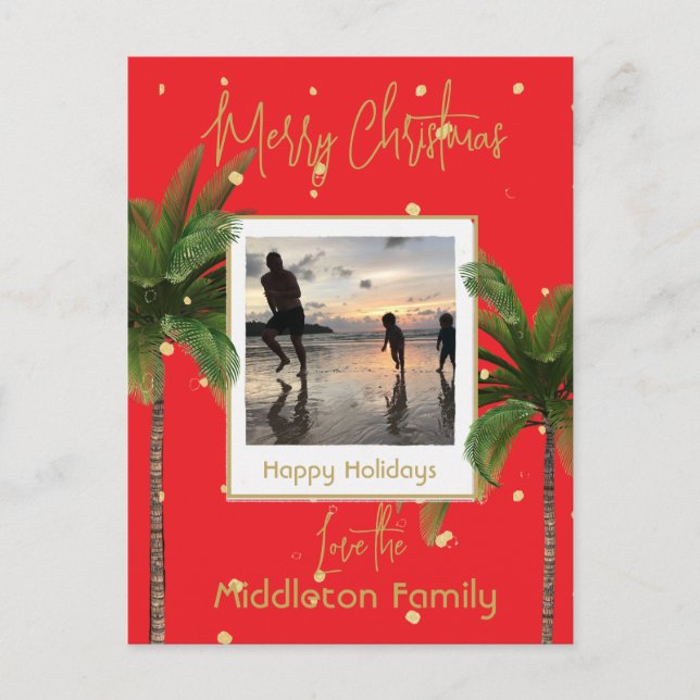 Christmas Family Gold Red Tropical Holiday  (Front)
