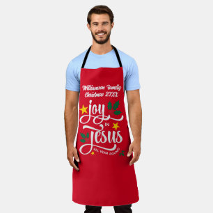 Christmas Family JOY IN JESUS Custom Christian Apron