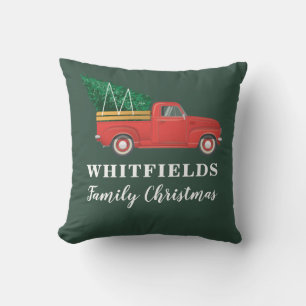 Christmas Family Matching Red Truck Modern Cushion