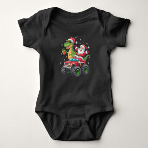 Christmas Family Matching Santa Truck Dinosaur  Baby Bodysuit