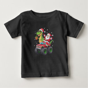 Christmas Family Matching Santa Truck Dinosaur  Baby T-Shirt