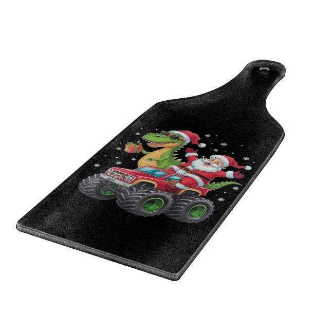 Christmas Family Matching Santa Truck Dinosaur  Cutting Board (Corner)