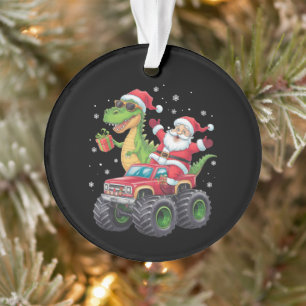 Christmas Family Matching Santa Truck Dinosaur  Ornament