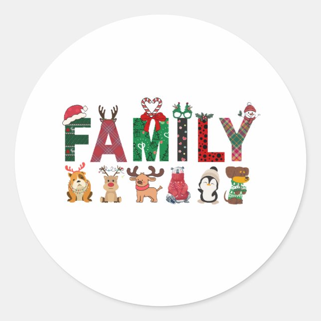 Christmas Family Matching Shirts | holiday family  Classic Round Sticker (Front)
