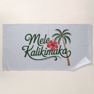 Christmas Family Mele Kalikimaka Hawaii Beach  Towel