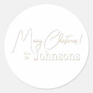 Christmas Family Minimal Boho White Classic Round Sticker