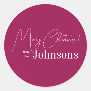 Christmas Family Name Berry Classic Round Sticker