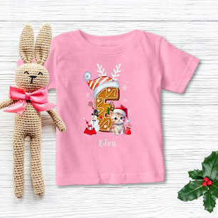 Christmas Family Name Gingerbread Letter E Girl  Baby T-Shirt