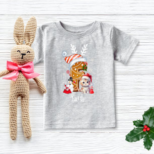 Christmas Family Name Gingerbread Letter F Girl Baby T-Shirt