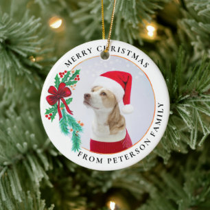 Christmas Family Name Photo Ceramic Ornament