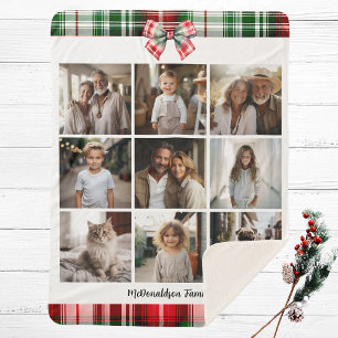 Christmas Family Name Photo Vintage Classic Rustic Sherpa Blanket