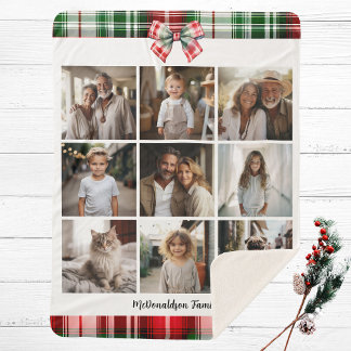 Christmas Family Name Photo Vintage Classic Rustic Sherpa Blanket