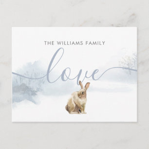 Christmas Family Name Winter Woodland Hare Postcard