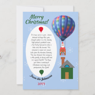 Christmas Family Newsletter Santa Hot Air Balloon  Holiday Card