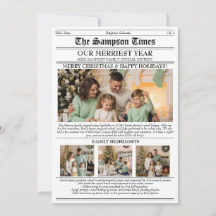Christmas Family Newspaper Photo Newsletter Holiday Card
