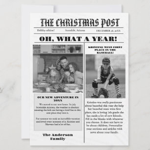 Christmas Family Newspaper + Year In Review Photo  Invitation