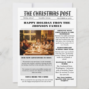 Christmas Family Newspaper + Year In Review Photo  Invitation