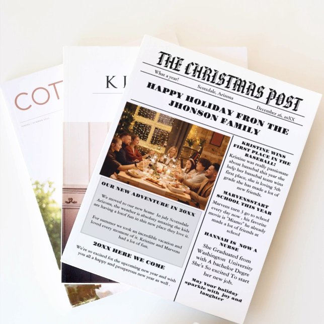 Christmas Family Newspaper + Year In Review Photo  Invitation (Creator Uploaded)