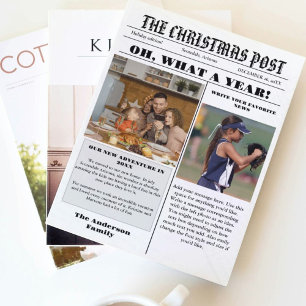 Christmas Family Newspaper + Year In Review Photo Invitation