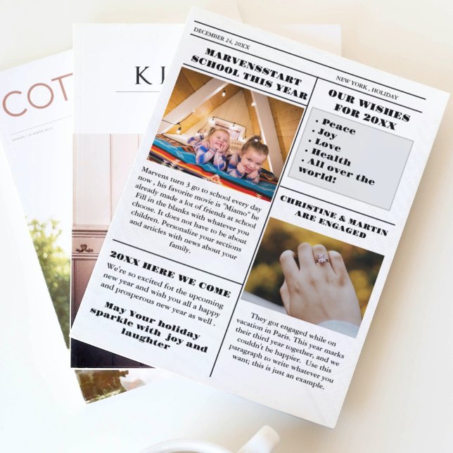 Christmas Family Newspaper + Year In Review Photo  Invitation (Creator Uploaded)