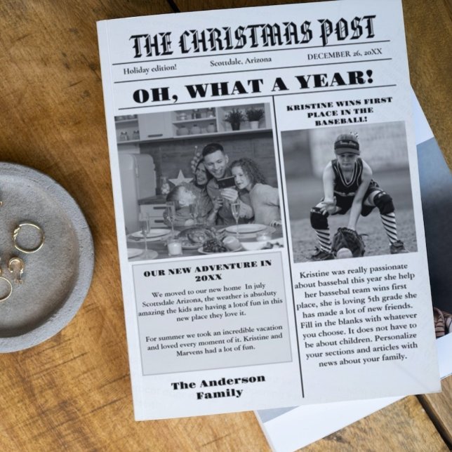 Christmas Family Newspaper + Year In Review Photo  Invitation (Creator Uploaded)
