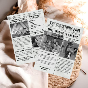 Christmas Family Newspaper + Year In Review Photo  Invitation