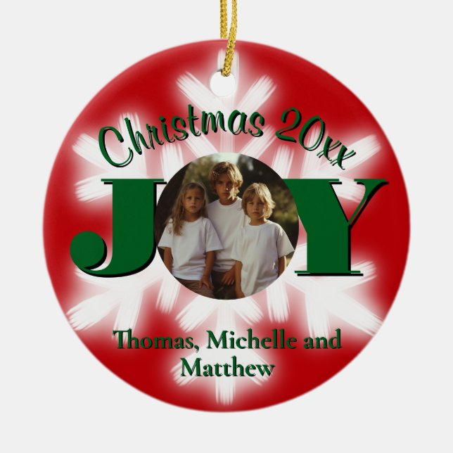 Christmas family personalise photo template ceramic ornament (Front)