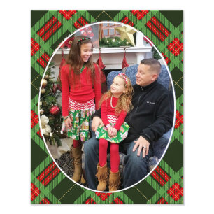 Christmas Family Photo 11 x 14 Plaid Print