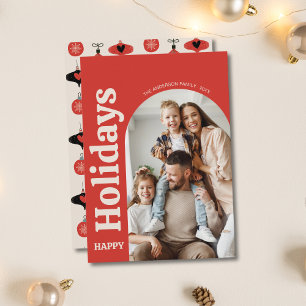 Christmas Family Photo Arch Red Holiday Card