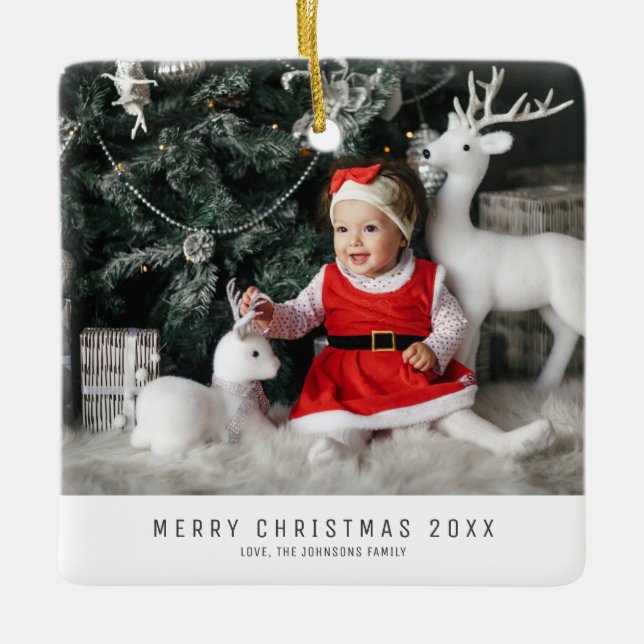 Christmas Family Photo Baby Image Holiday Keepsake Ceramic Ornament (Front)
