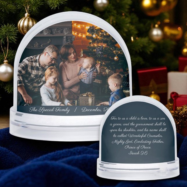 Christmas Family Photo, Bible Verse Christian Snowglobe (Creator Uploaded)