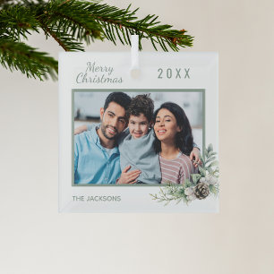 Christmas family photo botanical glass tree decoration