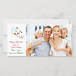 Christmas Family photo card, with a snowman riding Holiday Card<br><div class="desc">This personalised Christmas Holiday photo card with a snowman riding a sleigh,  can be customised with your own digital photo and message.</div>