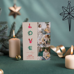 Christmas Family Photo Collage   Love Peace Joy Holiday Card